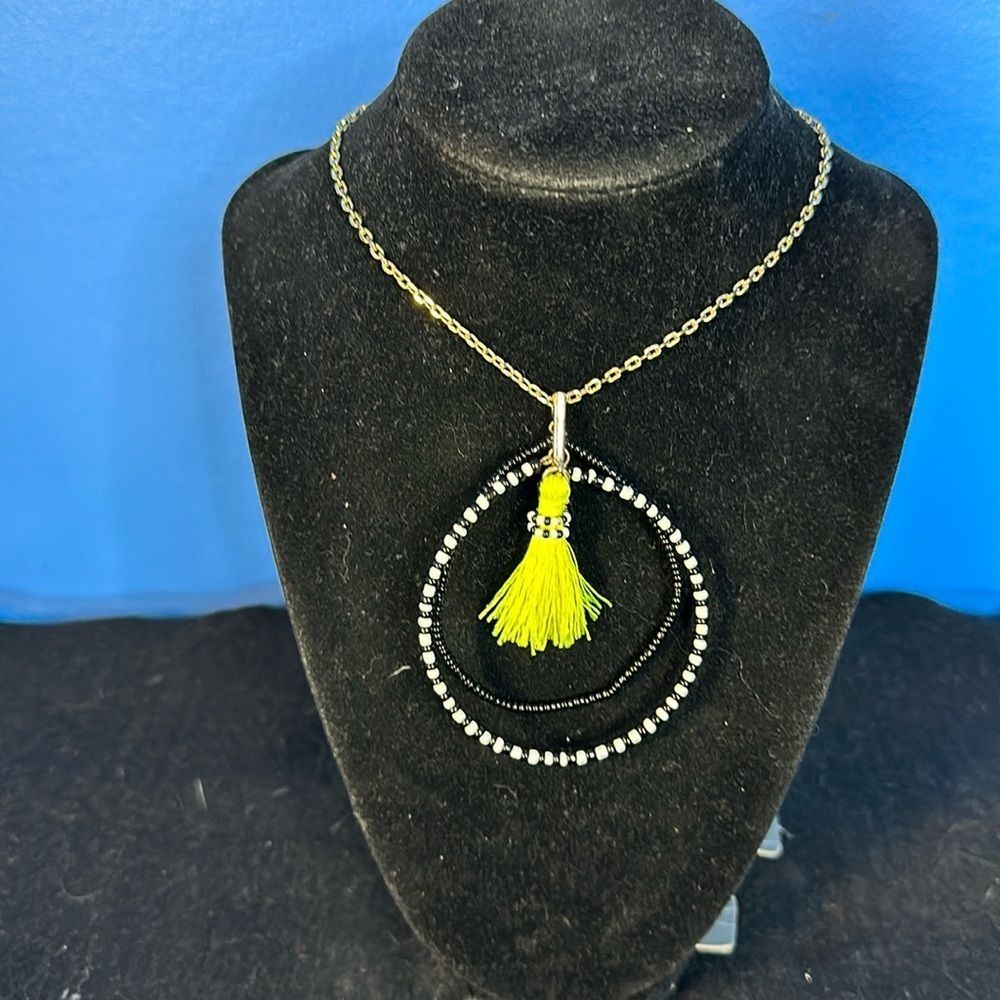 SugarFix by Baublebar Yellow Tassel Pendant Necklace Long Gold Chain Statement